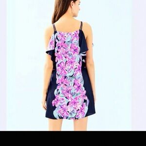 Lilly Pulitzer XS Floral Print Dress with Pink and Blue Accents